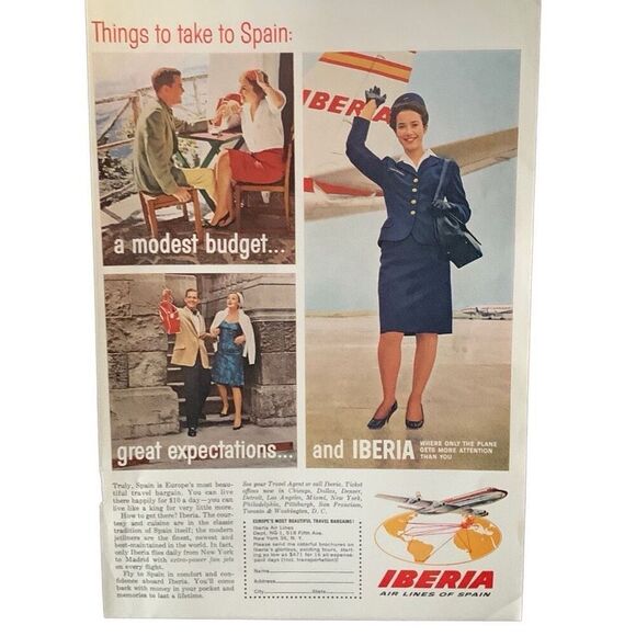Vintage 1965 Iberia Things to Take to Spain Ad Advertisement - Picture 3 of 4